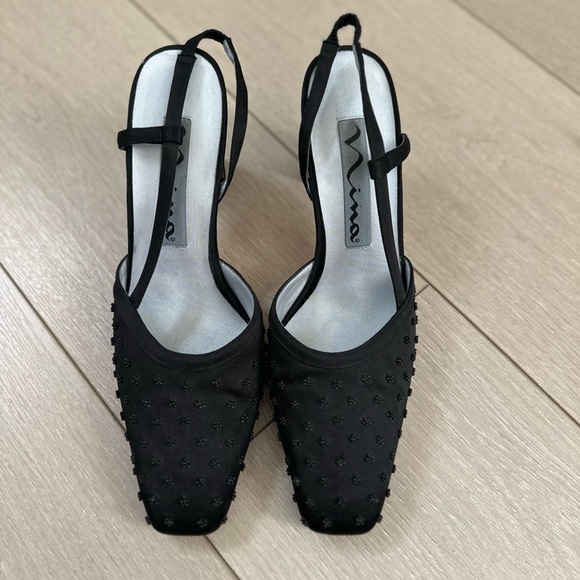 Nina Shoes - Vintage 90’s Nina‎ black beaded block heels size 8.5